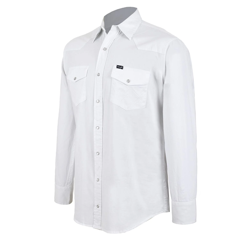 CAMISA WRANGLER CABALLERO BLANCA LISA