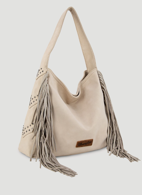 Bolso Wrangler de ante estilo bohemio con flecos