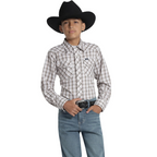 Camisa Wrangler Niño Cuadros Grises