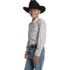Camisa Wrangler Niño Cuadros Grises