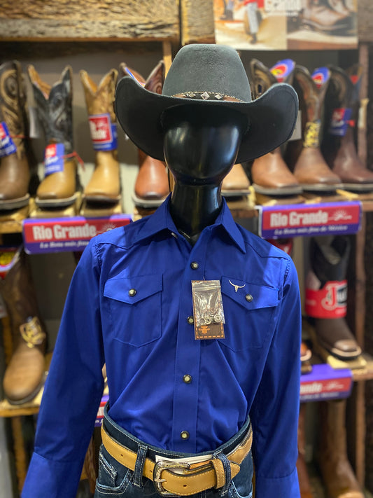 Camisa Rodeo West Niño Azul