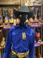 Camisa Rodeo West Niño Azul