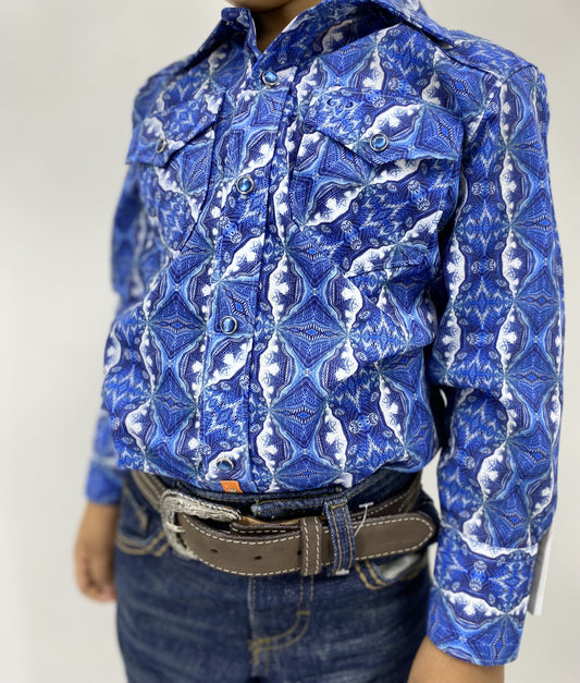 Camisa Rodeo Carte Niño Azul