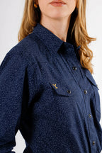 Camisa Yellowstone Azul Estampado Flores