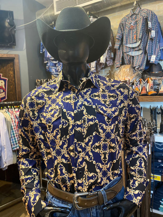 Camisa Winster Caballero Estampada Azul
