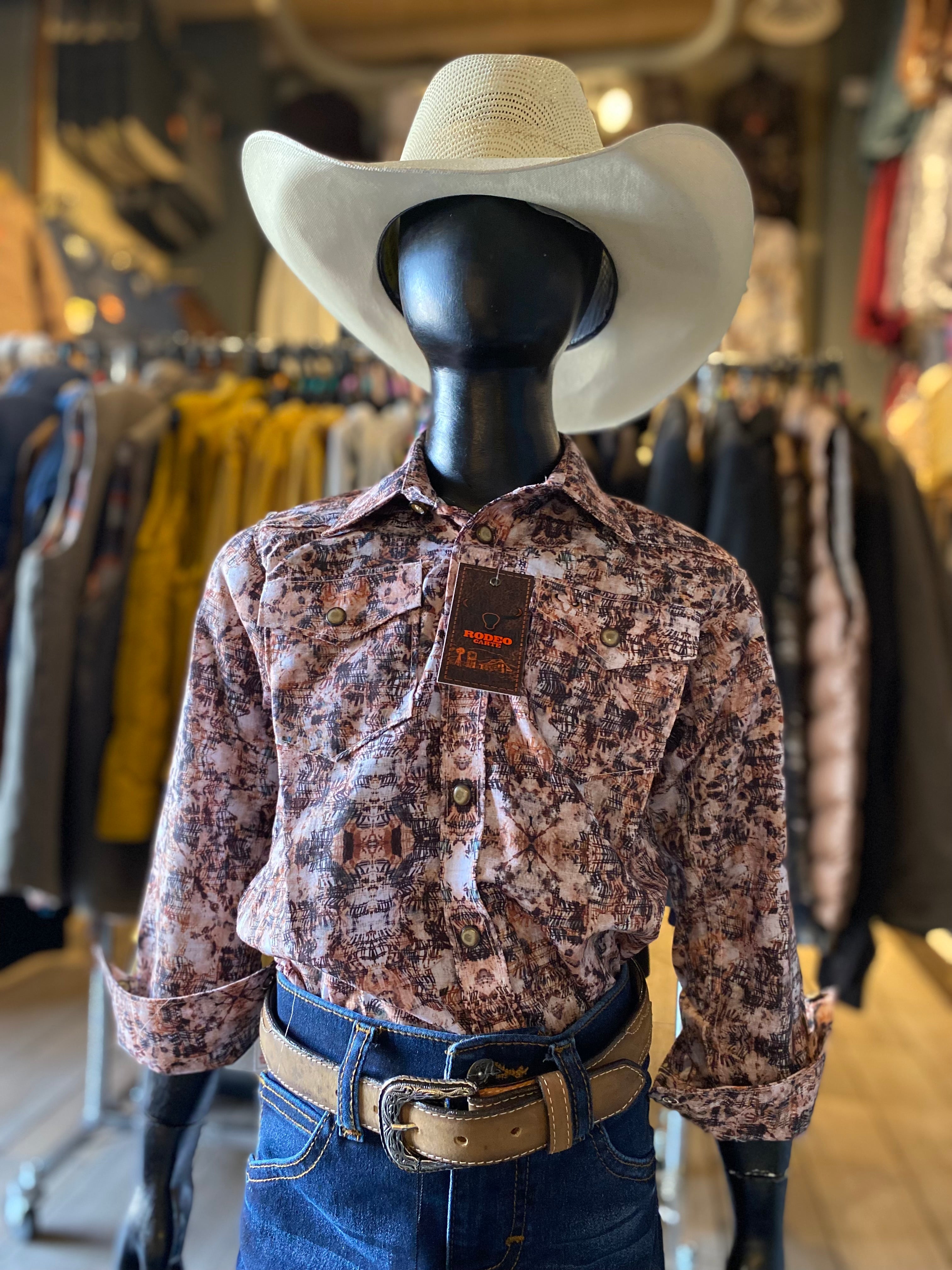 Camisa Rodeo Carte Estampado Beige – La Casa del Vaquero