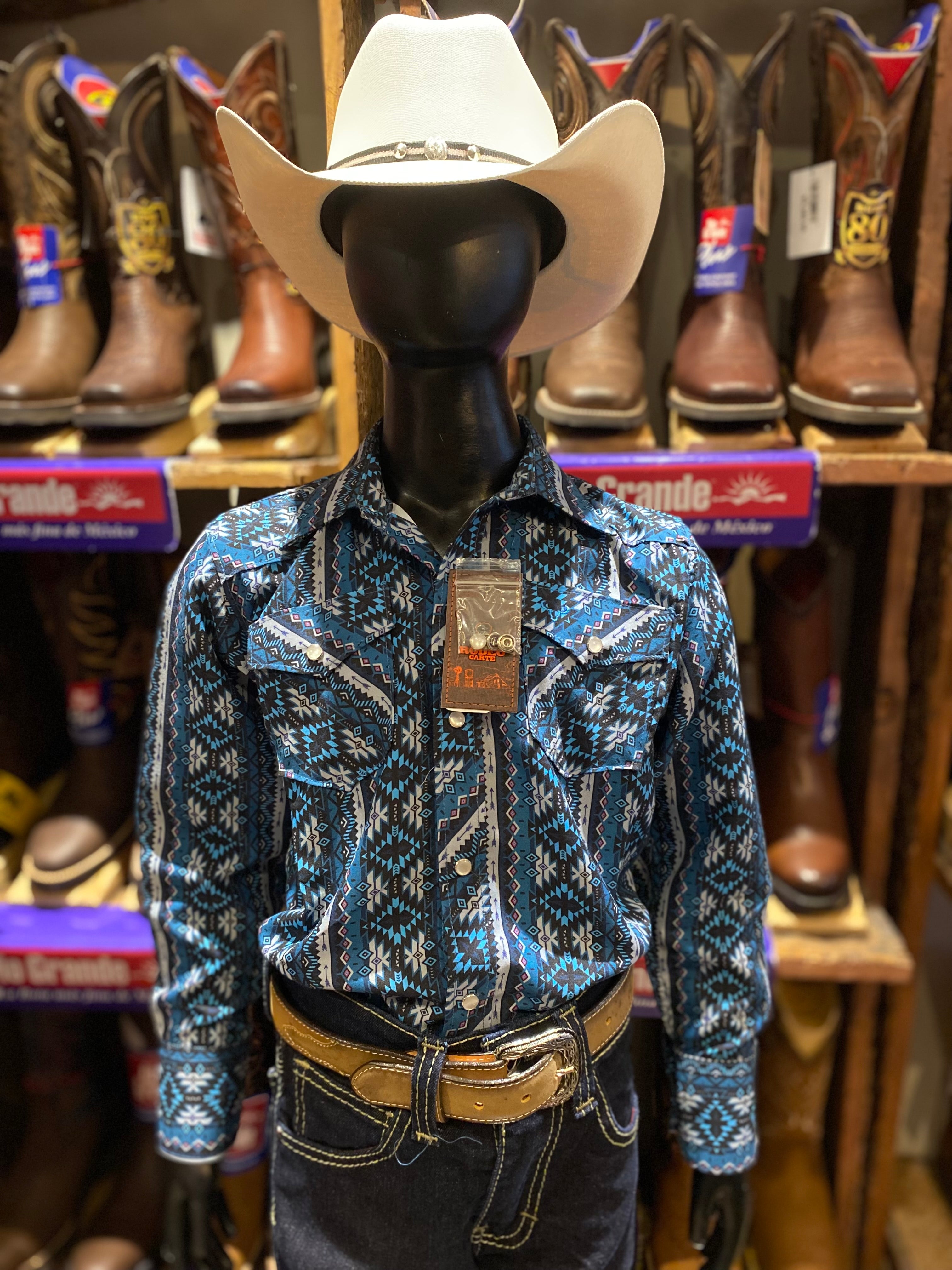 Camisa Rodeo Carte Estampada Azul