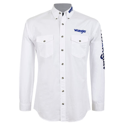 Camisa Wrangler Caballero Logo Blanco