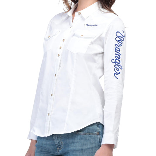 Camisa Wrangler Dama Logo Blanco